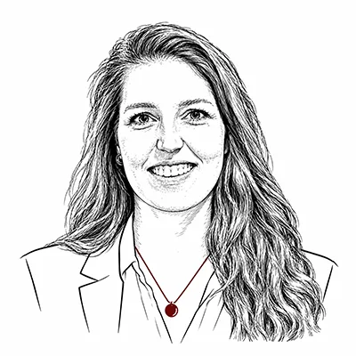 Porträtzeichnung von Iris Marti, ONE! Treuhand