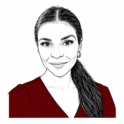 Porträtzeichnung von Sarah Amato, ONE! Treuhand